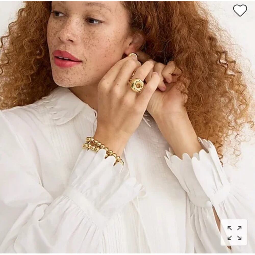 J. Crew Scalloped Cotton Poplin Popover Top White BL156 Size S - Picture 2 of 14